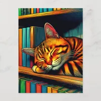 Sleepy Comic Book Style Cat Sleeping Postcard