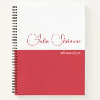 Modern Hibiscus Red Feminine Minimalist Script Notebook