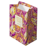 Magenta Gold Christmas Merry Pattern#21 ID1009 Medium Gift Bag