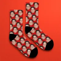 Personalized Funny Head Photo Face Socks - Red