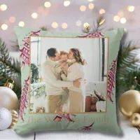 Sage red Pagoda Merry Christmas Tree 1-Photo  Throw Pillow