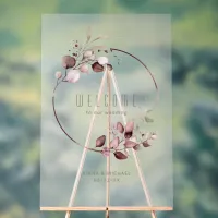 Dreamy Foliage Wedding Welcome Burgundy ID817 Acrylic Sign