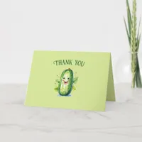 Cute Green Cartoon Pickle Thank You Card