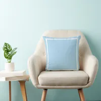 Solid Baby Blue White Border Throw Pillow