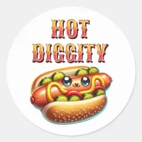 Hot Diggity | Retro Hot Dog  Classic Round Sticker