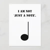 Not Just A Note Funny Musical Humor Music Themed Postcard