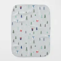 Christmas forest with presents and trees and snow baby burp cloth