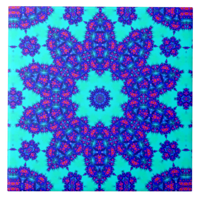 Magic Blue kaleidoscope flourished Ceramic Tile