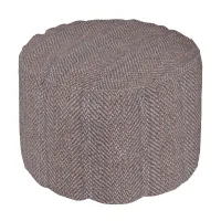 Brown and Blue Tweed Image Round Pouf