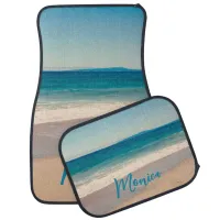 Personalized Aqua Teal Beach Photo Car Floor Mat