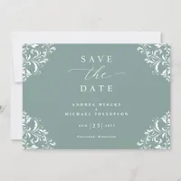 Elegant Sea Green Wedding Vintage Save The Date