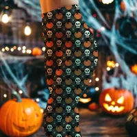 Halloween Skull and Pumpkin Pattern Leggings