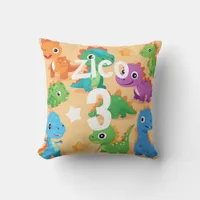 Personalized DinoBirthday Throw Pillow for Kids