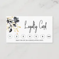 *~* FLORAL Black Gold QR LOGO Rewards Thank you  Loyalty Card