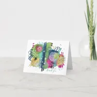 Abstract Art Vibrant Fun Colorful Modern Folded Thank You Card