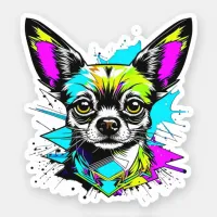 Chihuahua Cyberpunk style Art   Sticker