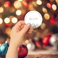 Elegant Greenery Berries Feliz Navidad Christmas Classic Round Sticker