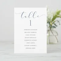 Wedding Seating Chart Dusty Blue Table List Card