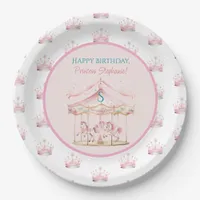 Pink Princess Carousel Magical 1st Birthday Girl Paper Plates