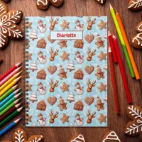 Kids Gingerbread Cookies Christmas Blue  Notebook