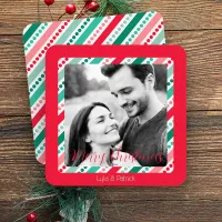 Cheerful Christmas Colors Flat Holiday Photo Card