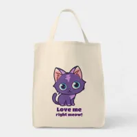Purple Anime Cat Vector Art Tote Bag