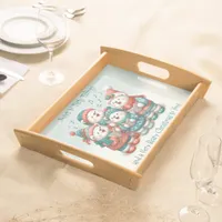 Cute Polar Bears Sing Have a Very Beary Christmas! Serving Tray