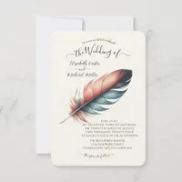 Whispers of Grace Feathered Elegance Minimalism Invitation