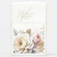 Floral Drama Wedding Bridesmaid White ID1022 Zippo Lighter