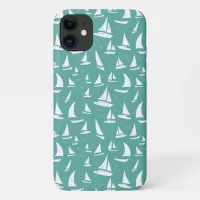 Nautical Sailing Ships Blue White Maritime Print iPhone 11 Case