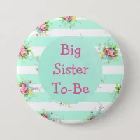 Sister to Be Baby Shower Button Mint Green  Pink