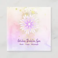 *~* Mandala Dahlia Pastel Lavender Pink Square Business Card