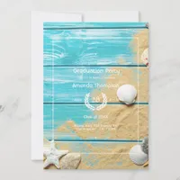 Rustic Turquoise Beach Graduation Party Invitation