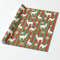 Red and Green Christmas Llamas Festive Gift Wrapping Paper