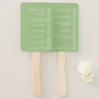 Simple Minimalist Elegant Sage Text Wedding Hand Fan