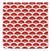 Red and White Chinese Fans Japanese Sushi Chef Bandana