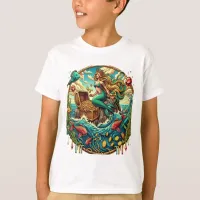 Mermaid sitting on a rock with a open treasured  T-Shirt