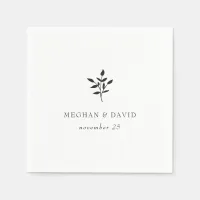 Simple Minimal Elegant Modern Botanical Wedding Napkins