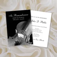 Black and White Violin Musician Death Anniversary Invitation