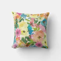 Watercolor Pretty Floral Throw Pillow