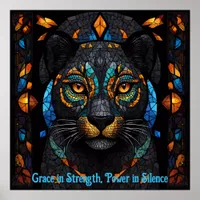 Majestic Black Panther Stained Glass Mosaic Art Poster