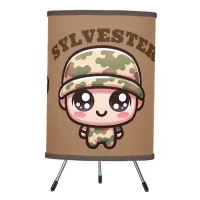 Cute Kawaii Army Camouflage Monogram on Brown |