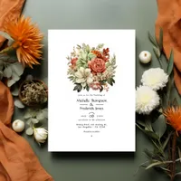 Terracotta, Ivory, and Sage Green Floral Wedding Invitation