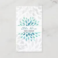 watercolor aqua floral Makeup artist Business Card