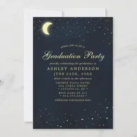 Celestial Moon Stars Midnight Graduation Party Invitation