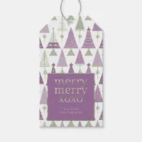 Purple Green Christmas Merry Pattern#25 ID1009 Gift Tags