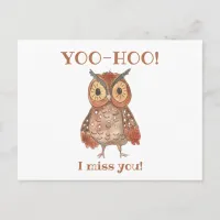 Yoo-hoo Cute Owl I Miss You School Teacher Postcard