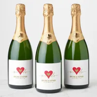 Wedding Day Elegant Simple Heart We Do Gold Script Sparkling Wine Label