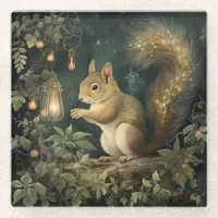 Magical Fantasy Woodland Squirrel and Lights Glass Coaster