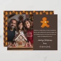 Gingerbread Man Festive Minimal 1 Photo Christmas Holiday Card